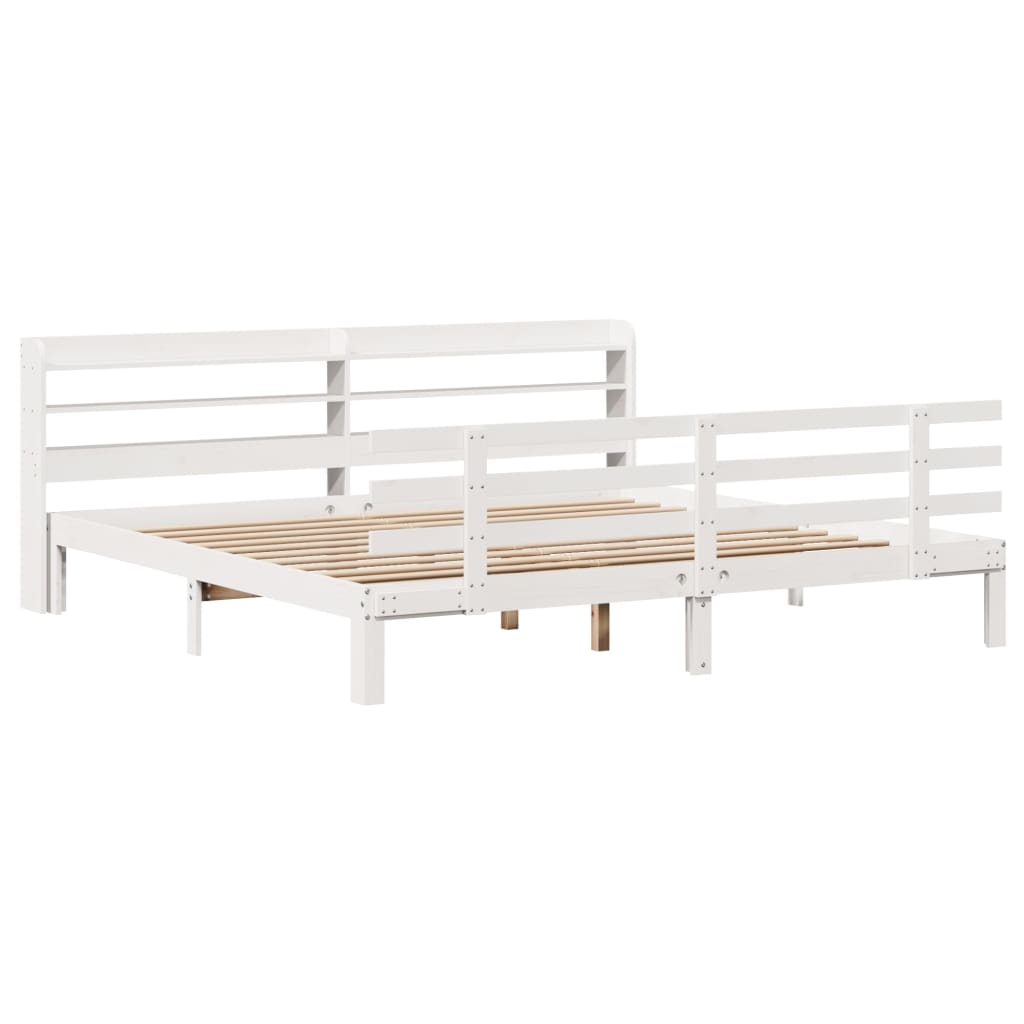 Bed Frame with Headboard without Mattress White 180x200 cm Super King